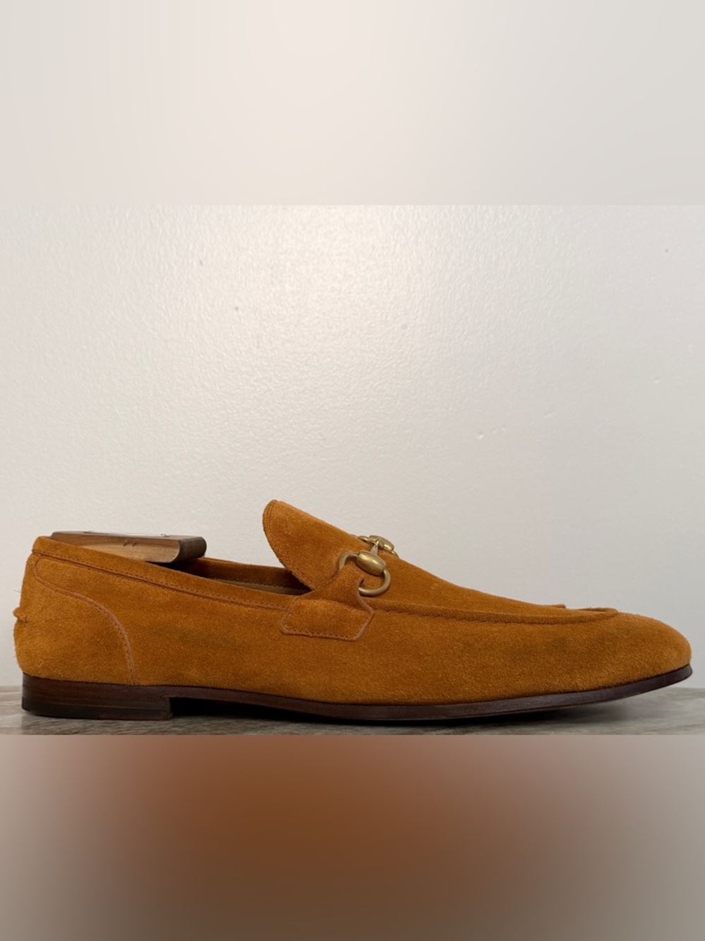 GUCCI JORDAAN  Horsebit Suede Loafers Harness Brown 10 / 10.5 US Tan/Beige - Picture 3 of 10